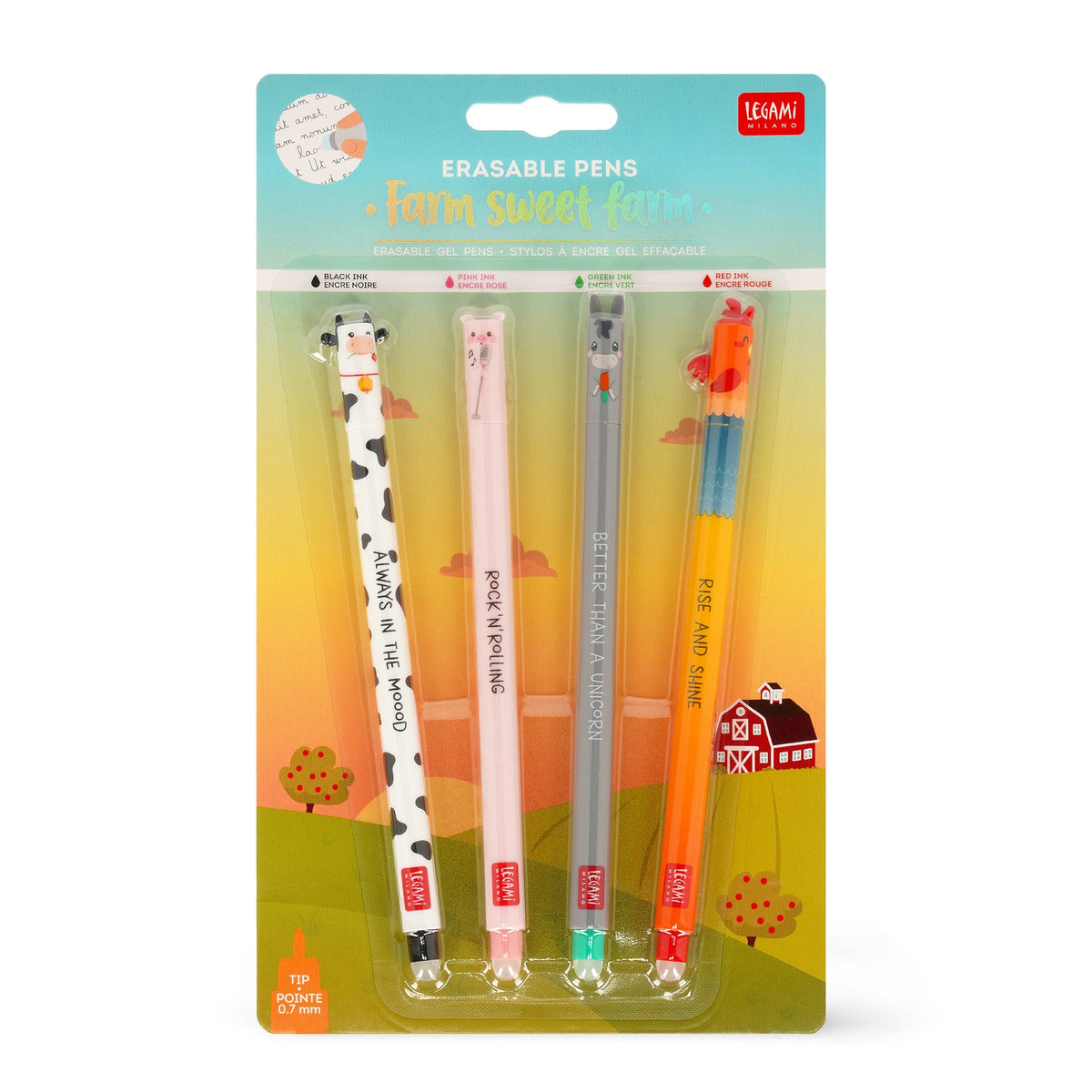 Legami Farm Sweet Farm set di 4 penne cancellabili