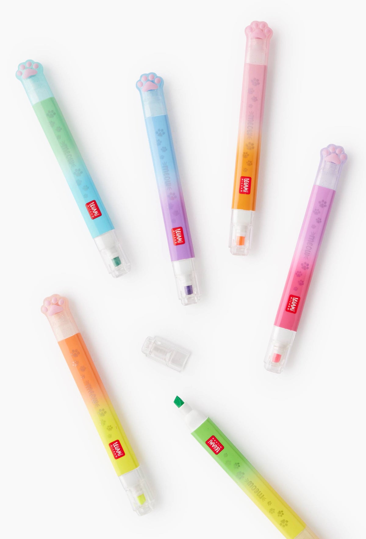Evidenziatori Legami Meow Kitty Paw in sei colori