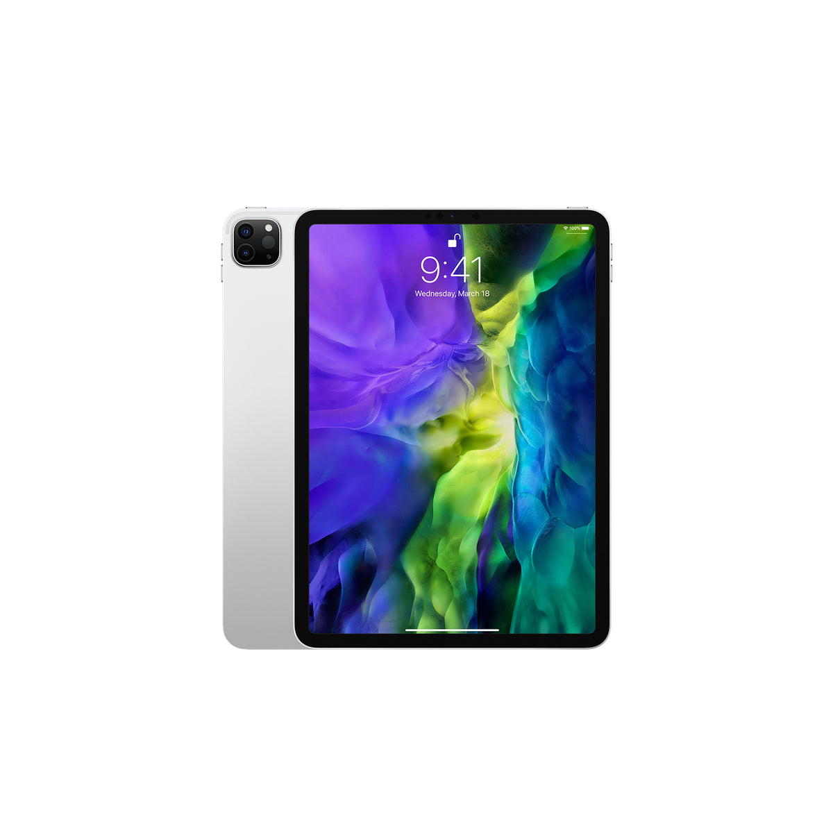 Apple iPad Pro 11 2020 Argento WiFi, vista anteriore e posteriore, immagine ufficiale Apple