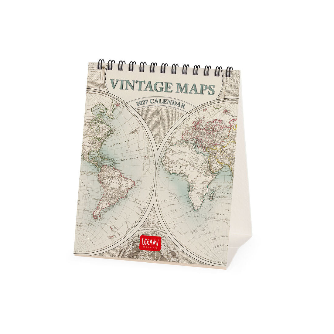Legami Calendario da Tavolo 2027 Vintage Maps 12 x 14,5 cm, foto ufficiale 1
