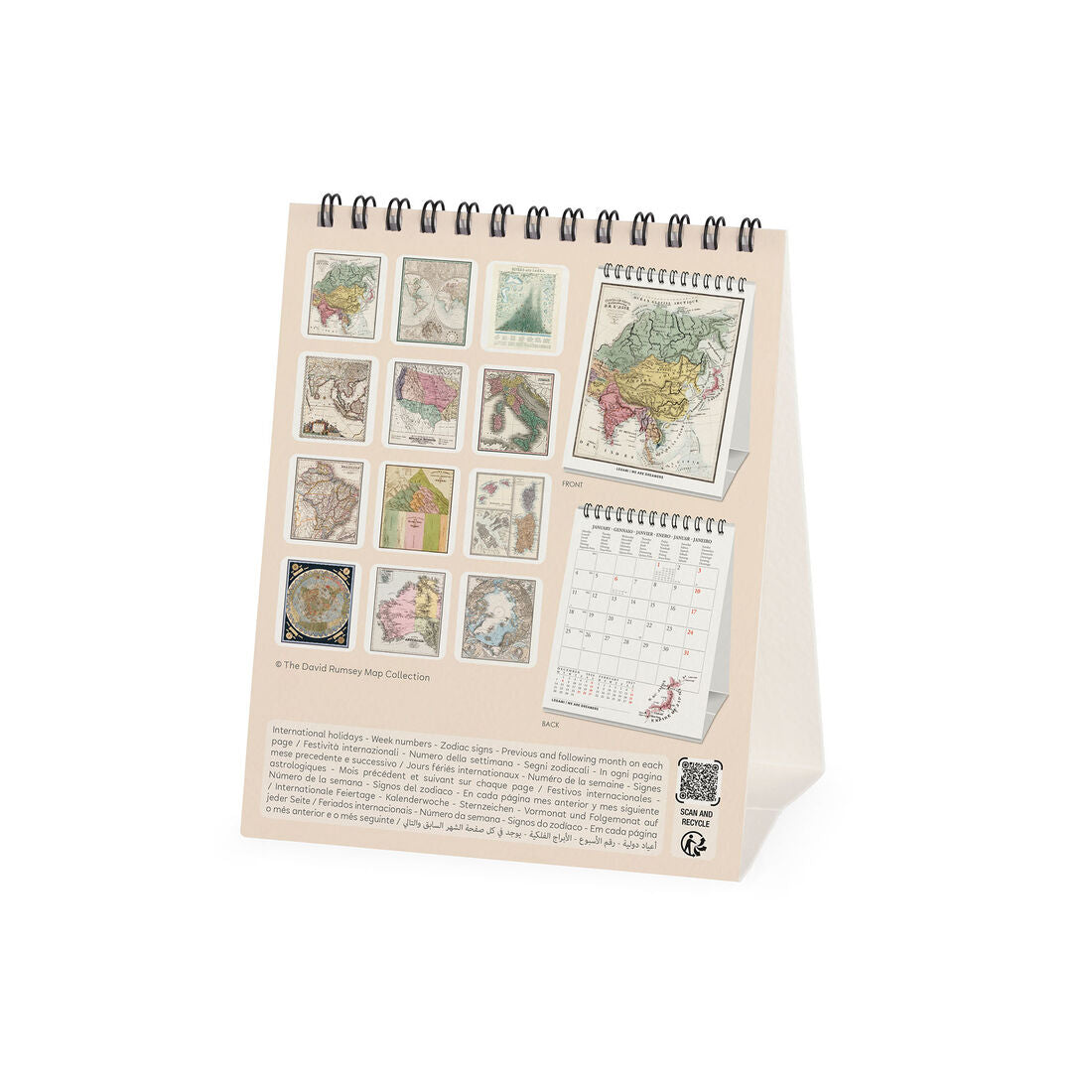 Legami Calendario da Tavolo 2027 Vintage Maps 12 x 14,5 cm, foto ufficiale 4