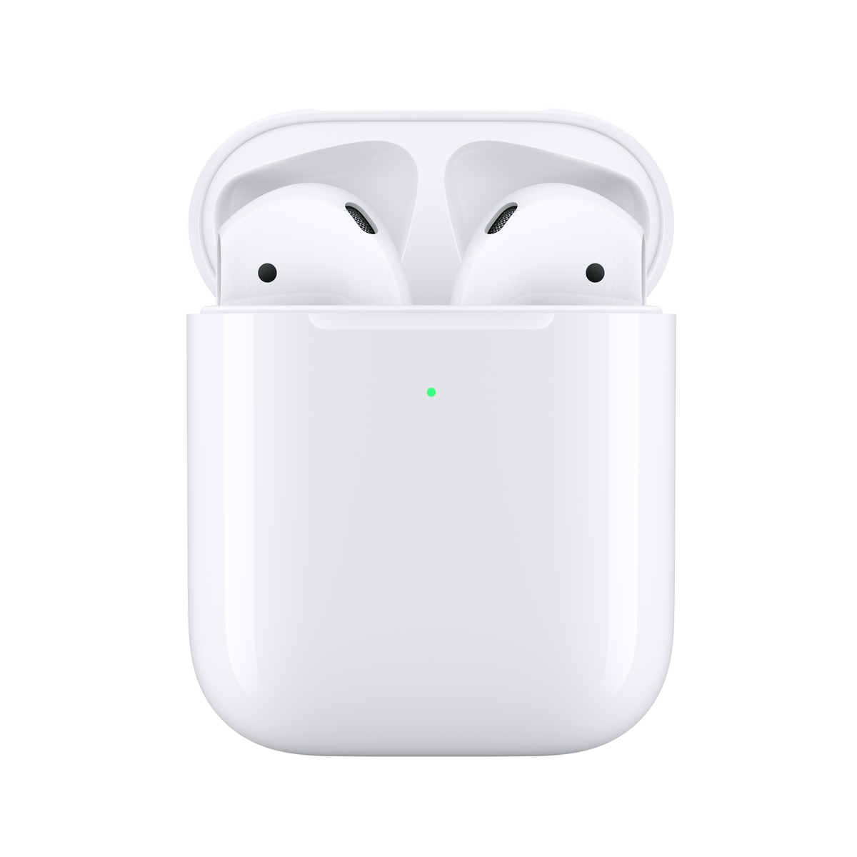 Apple AirPods 2 ricondizionati con custodia wireless — Bianco — custodia di ricarica wireless, immagine originale Apple ad alta risoluzione