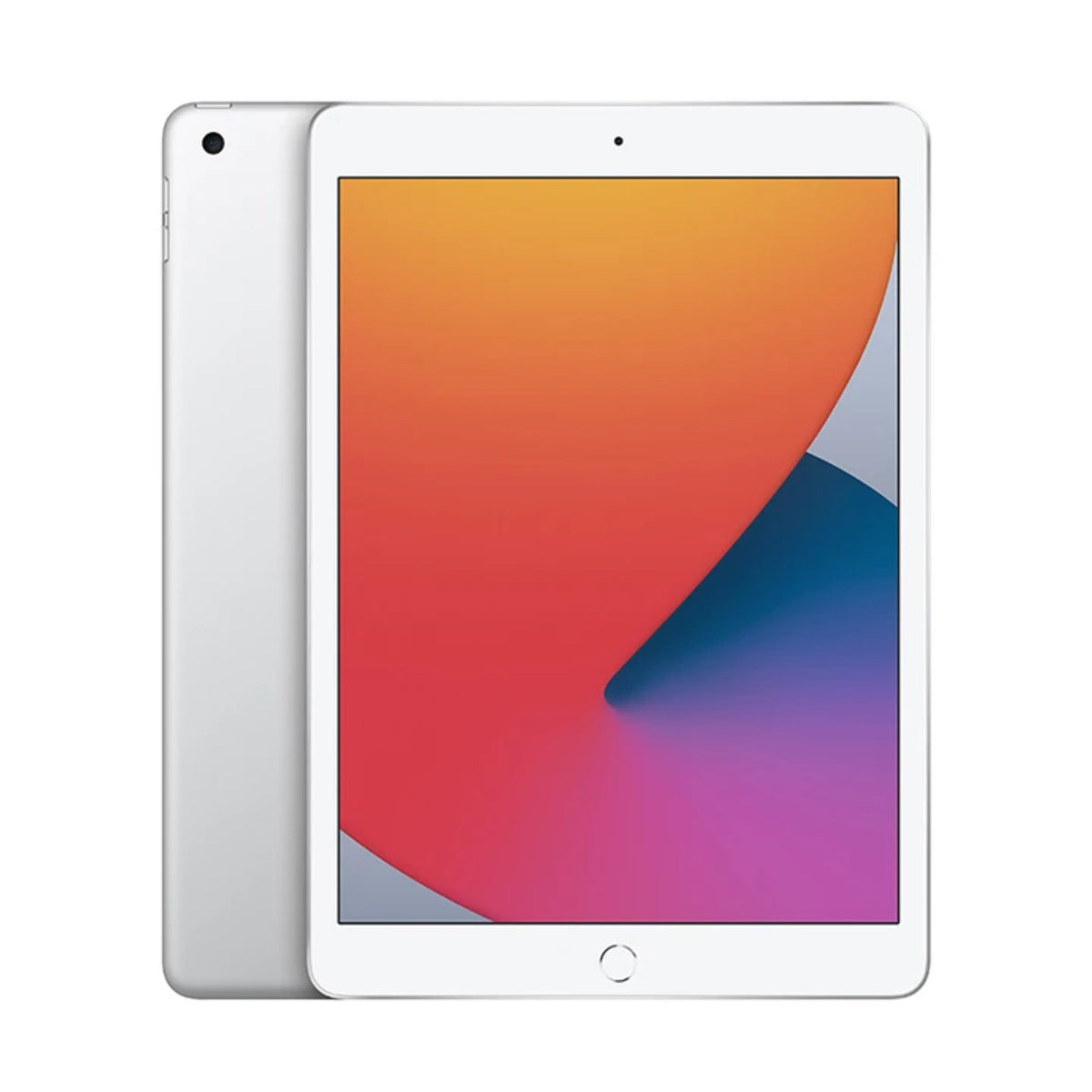 Apple iPad 10,2″ 2020 32GB WiFi Argento ricondizionato, vista anteriore e posteriore