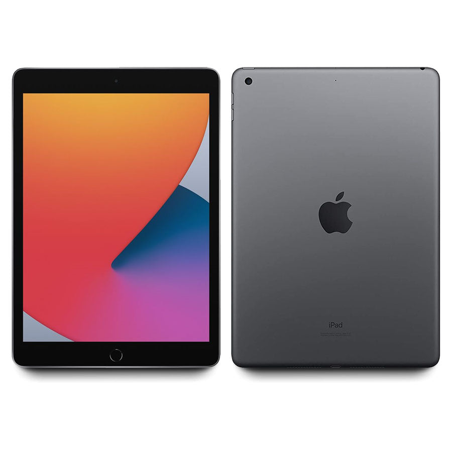 Apple iPad 10,2″ 2020 32GB WiFi Grigio ricondizionato, vista anteriore e posteriore