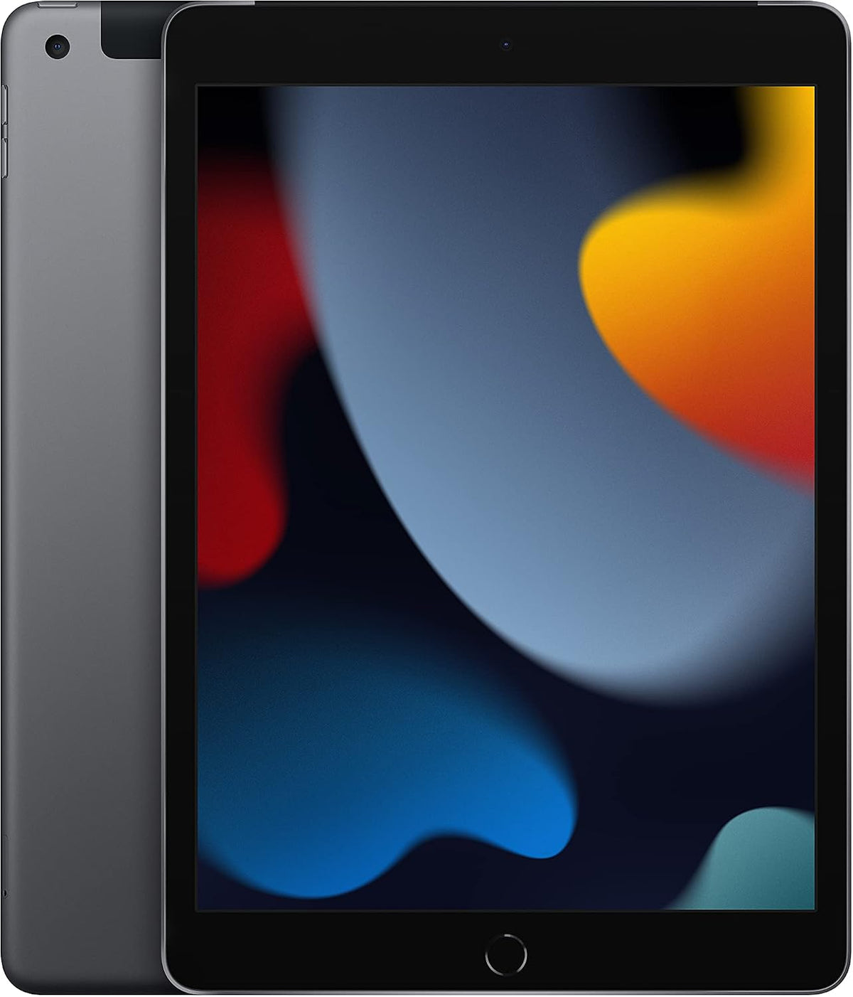 Apple iPad 10,2″ 2021 64GB WiFi Grigio ricondizionato, vista anteriore e posteriore