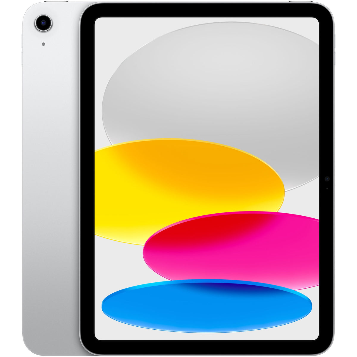 Apple iPad 10,9″ 2022 256GB WiFi Argento ricondizionato, vista anteriore e posteriore
