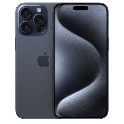 Apple iPhone 15 Pro Max Titanio Blu vista frontale e posteriore