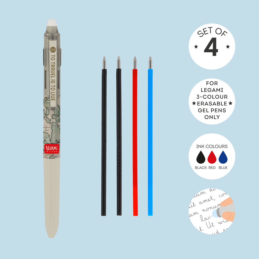 Legami Make Mistakes Set 4 Refill per Penna Cancellabile 3 Colori, fotografia 2