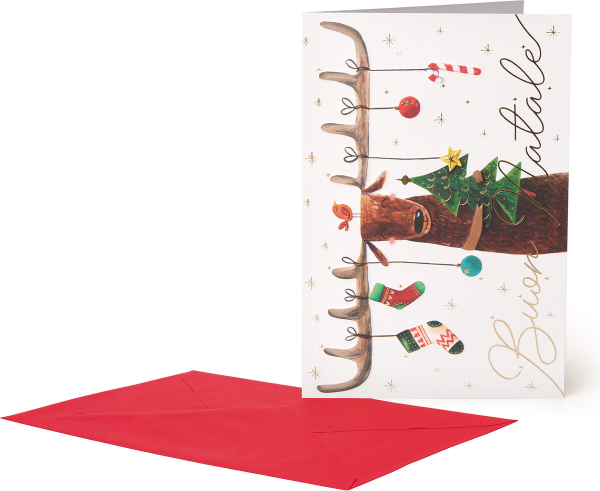 Legami Biglietto di auguri Buon Natale Renna 11,5 x 17 cm