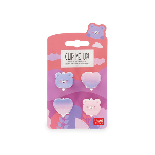 Legami Clip Me Up! Set di 4 Mini Pinze per Capelli - Teddy Bear